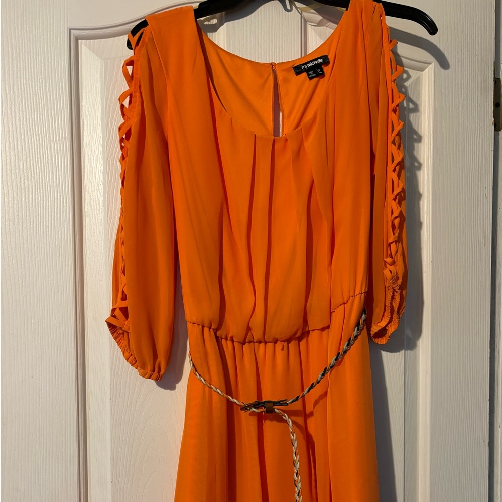Woman’s Orange/Coral dresses with open cut sleeves (XL)